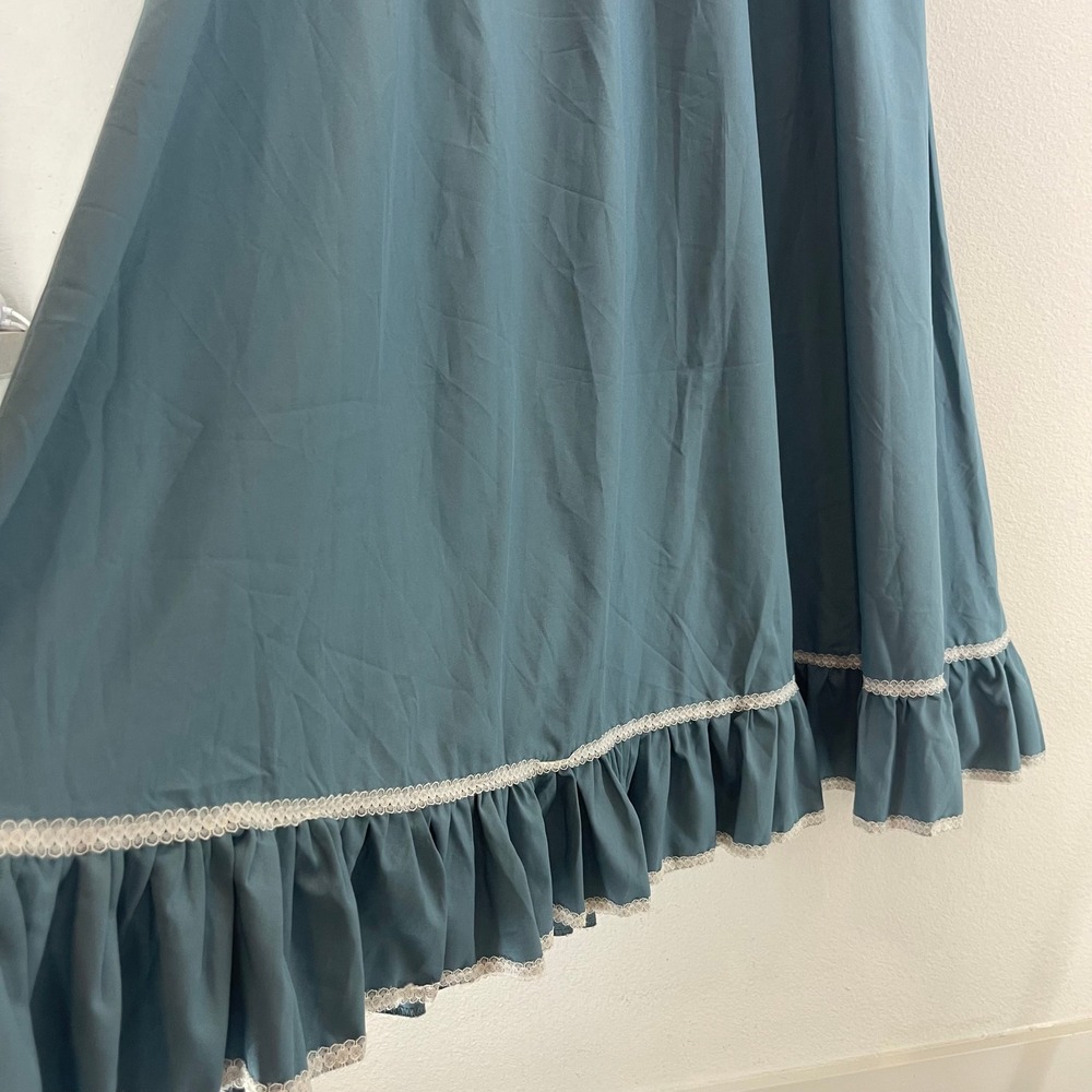 Blue Maxi Skirt Romantic Prairie Cottagecore Lace Ruffle Ren Faire Whimsigoth - Picture 6 of 16